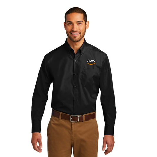 Port Authority® Long Sleeve Carefree Poplin Shirt - Black - FINAL FEW!