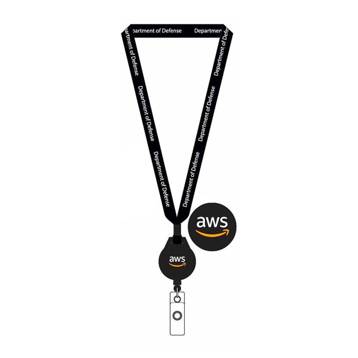 Black 3/4" Lanyard with Metal Bulldog Clip - Defense Logo - DoD EIAB