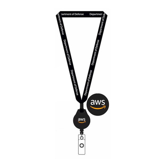 Black 3/4" Lanyard with Metal Bulldog Clip - Defense Logo - DoD EIAB