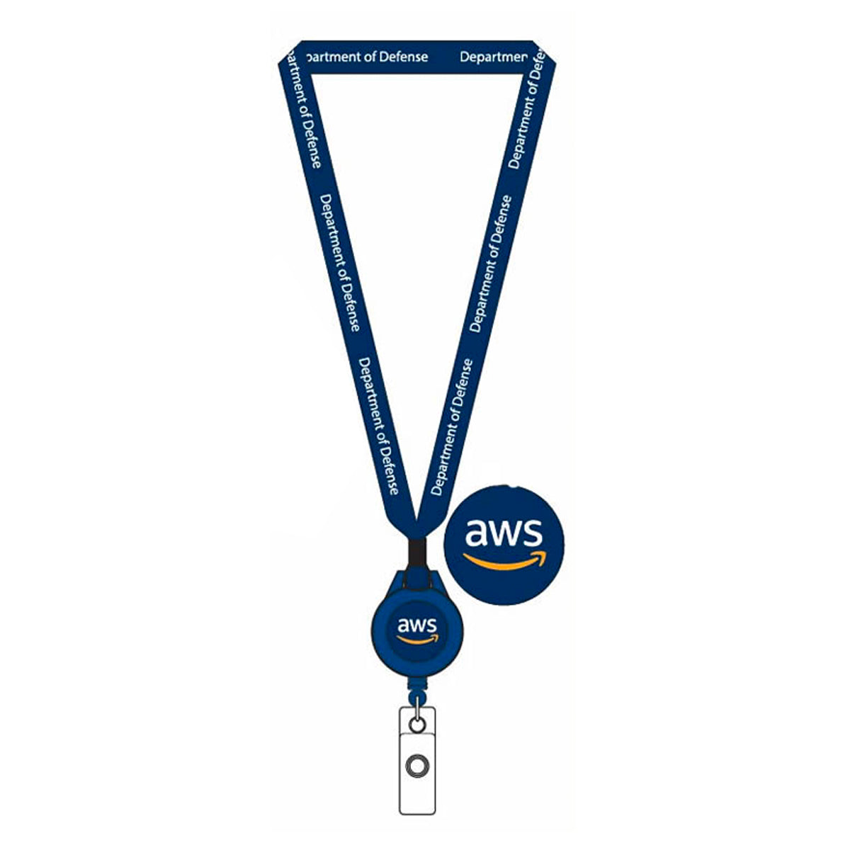 Navy 3/4" Lanyard with Metal Bulldog Clip - Defense Logo - DoD